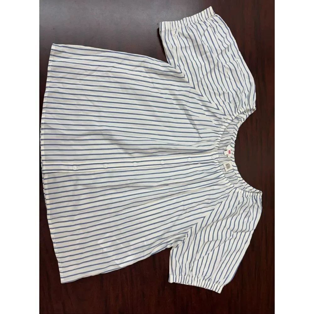 Levi’s White and Blue Stripe Blouse Size Medium